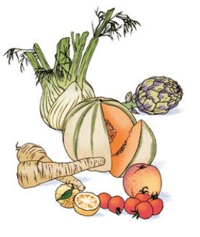 Frutta e verdura e Ruinart blanc de blancs
